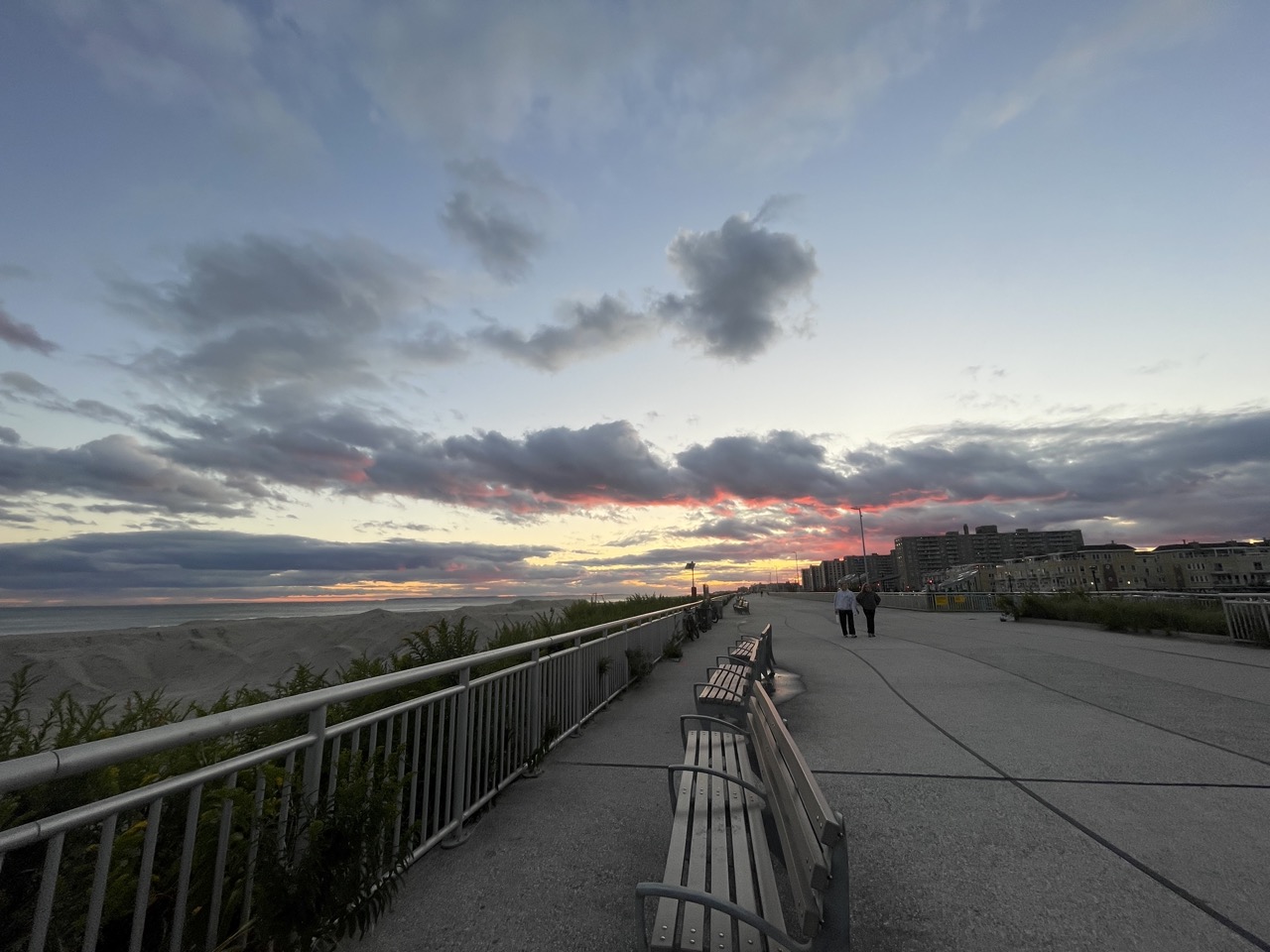 Panoramic urban wetland preserve boardwalk
